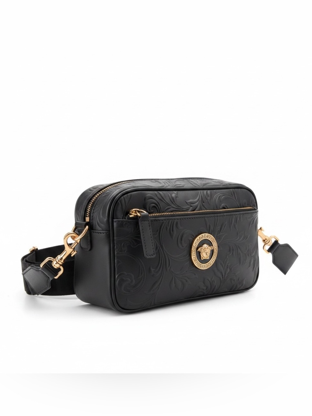 NWT! Versace Black Embossed 3 Way Bag w/ RFID - Picture 2 of 9